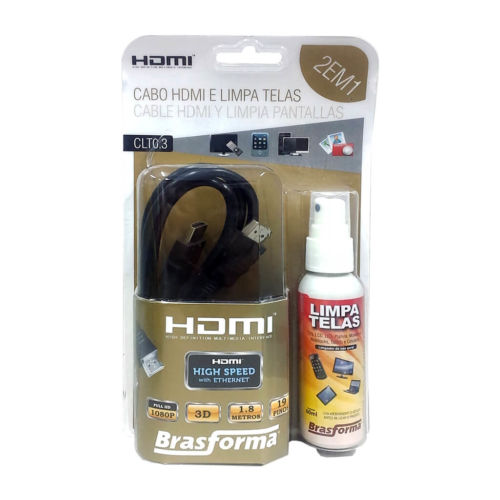 Embalagem KIT Cabo HDMI + Limpa Telas – Brasforma CLT0.3