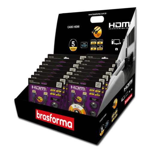 Caixa Display Cabo HDMI 4K 5m - Brasforma HDMI6005