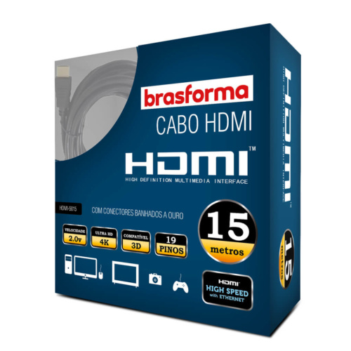 Cabo HDMI 4K 15m - Brasforma HDMI5015